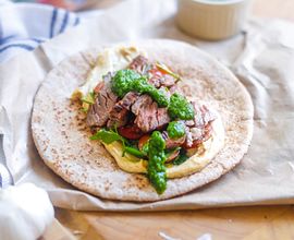 Mediterranean Beef Flank Steak Pita